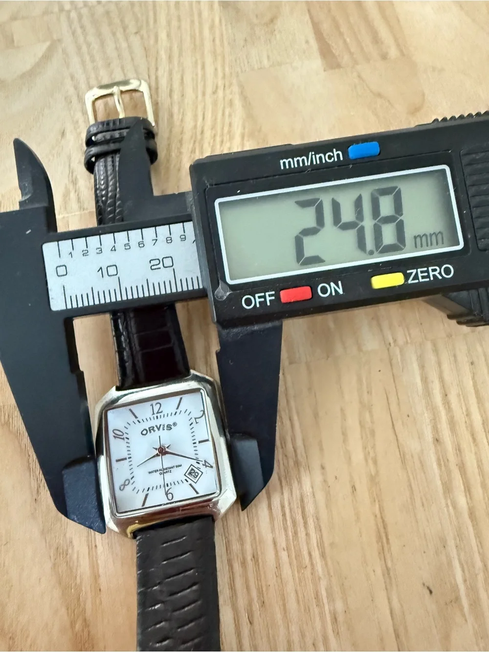 Orvis ladies silver tone black leather watch NEW BATTERY